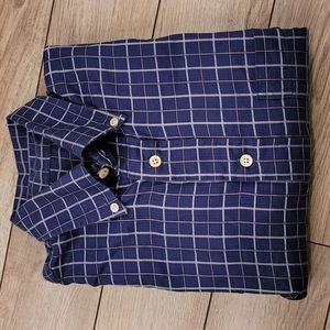BURBERRY LONDON Dark‎ Blue Navy Plaid Cotton USA Small Mens Long Sleeve Shirt
